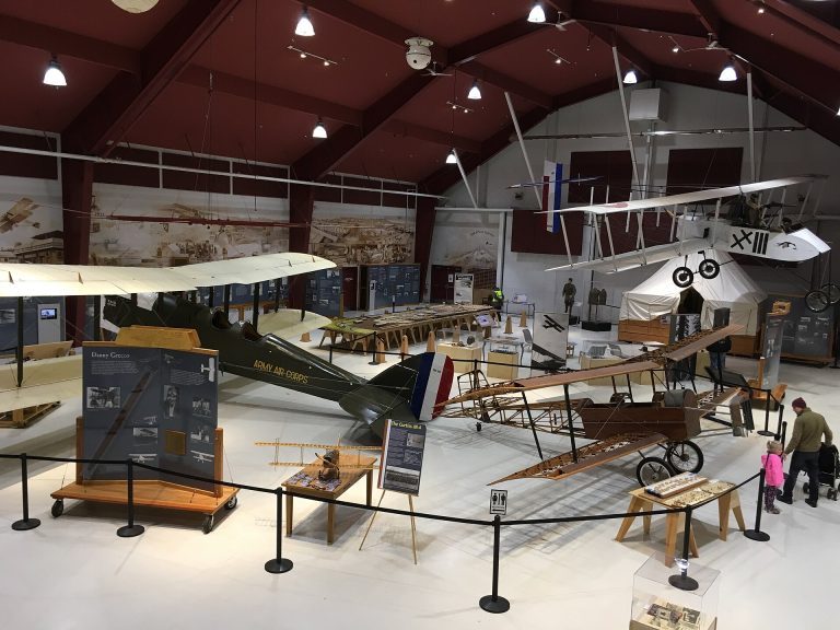 Historic aircraft inside Pearson Air Museum